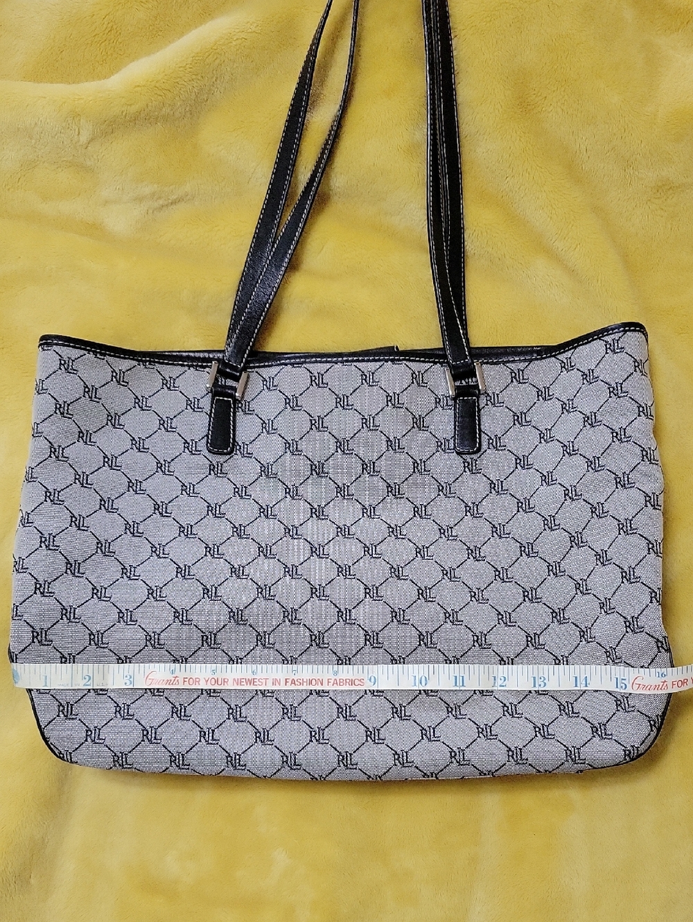 Lauren Ralph Lauren Black and White Patterned Tote - Picture 7 of 10